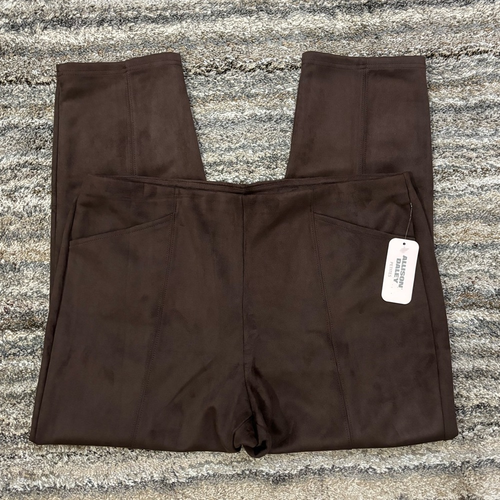 Allison Daley Suede Skinny Leggings/Pants Sz XL NWT | Brown Suede Pull-On Pants-